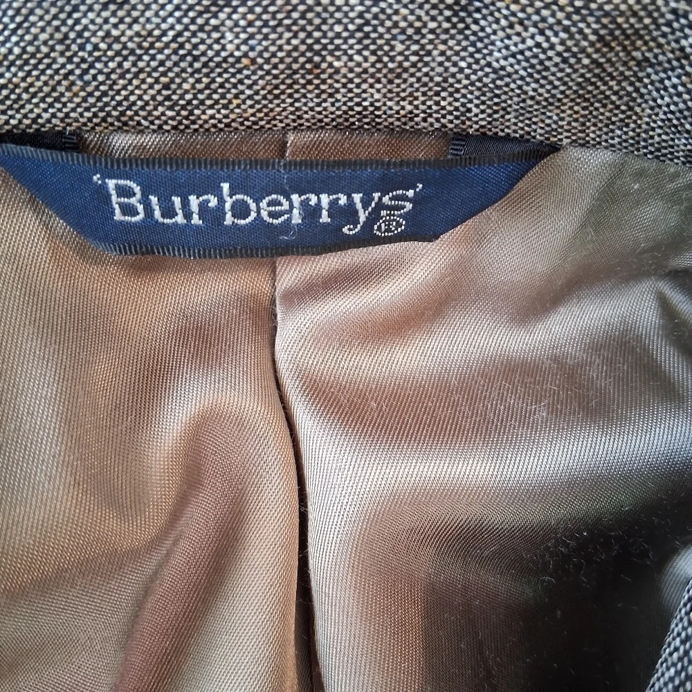 Burberry’s Houndstooth Sport Coat In Brown Wool Union Made USA Size 44L